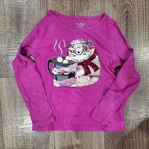 Girls Place Long Sleeve Shirt Size 7 Purple Shirt with Cozy Bear Design
